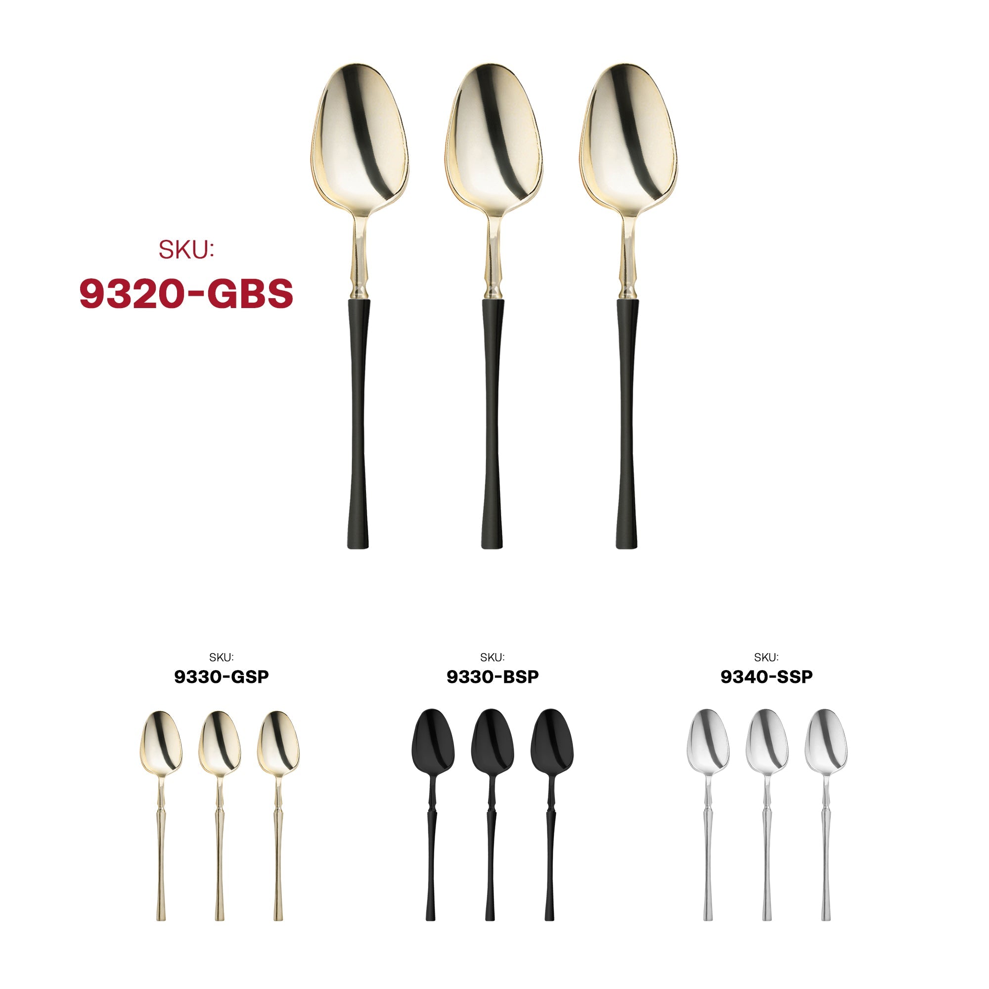 Gold with Black Handle Moderno Disposable Plastic Dinner Spoons