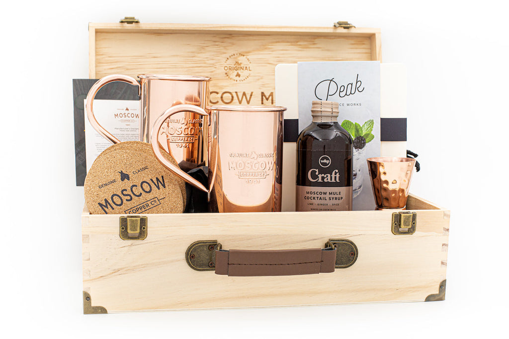 7 Year Anniversary Gift Set with Custom Engraved Copper Mugs
