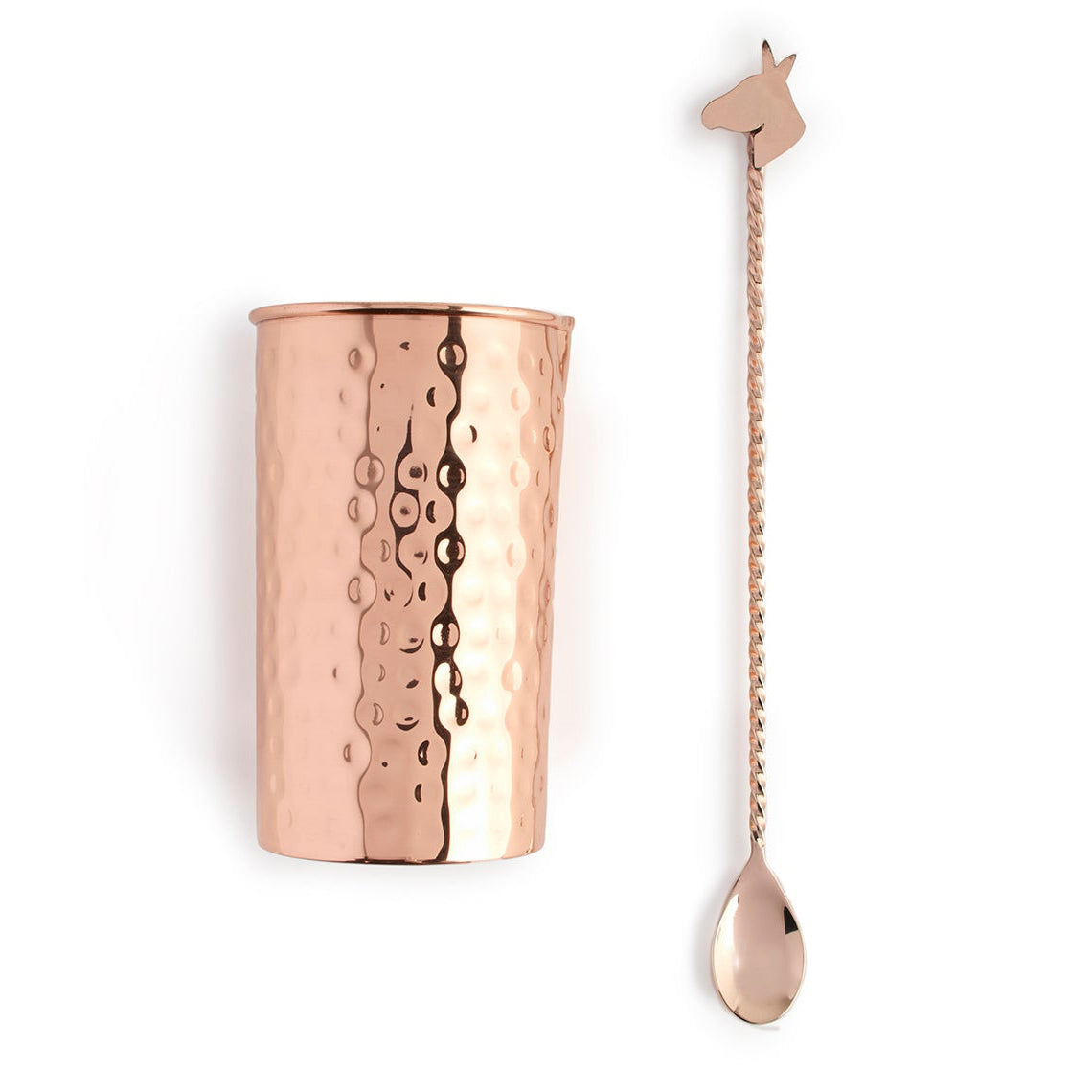 Copper Mixing Glass and Mulehead Spoon