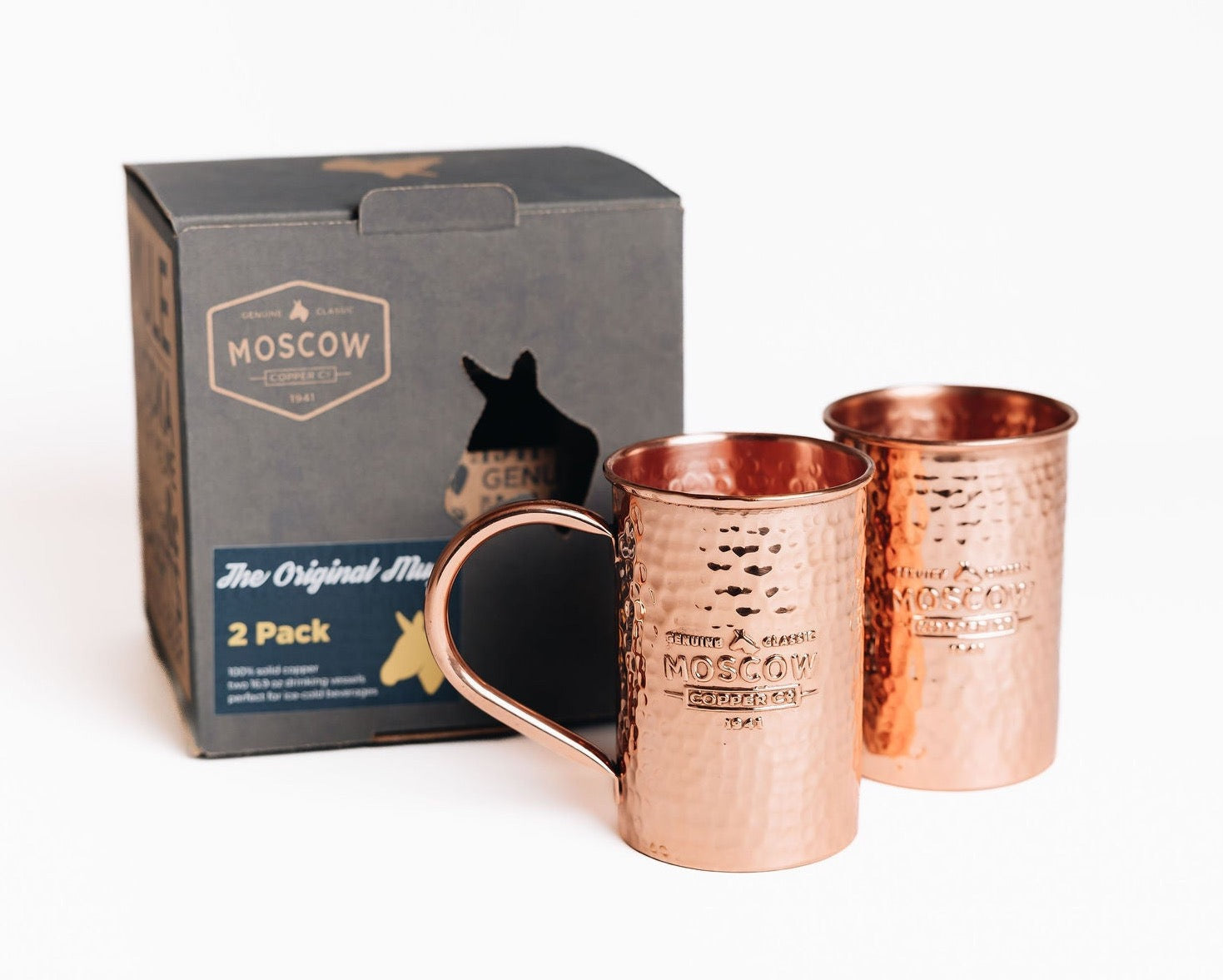 Two Original Moscow Mule Mugs with Gift box
