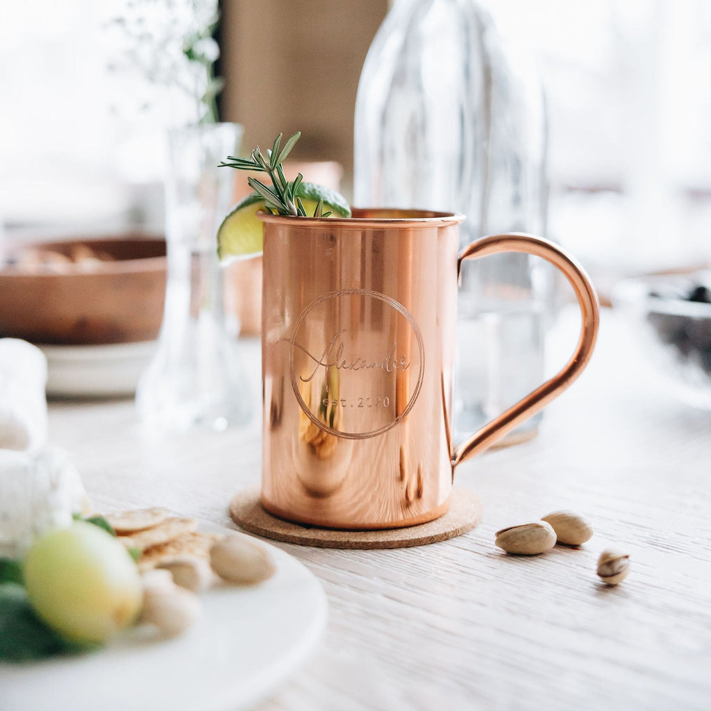 Custom Engraved Monogram Copper Mugs
