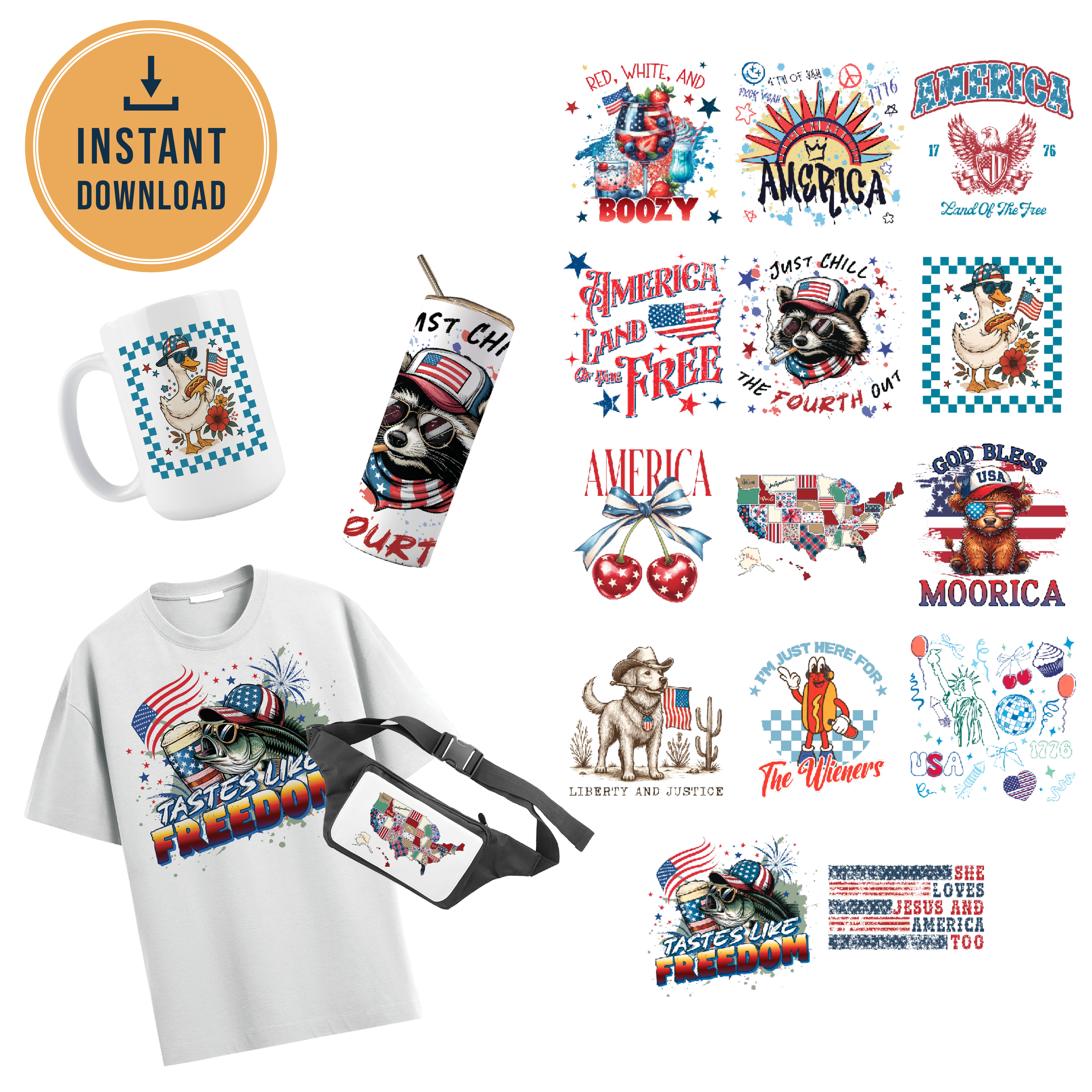 Multi Product Use - Digital Sublimation Designs - Fourth of July