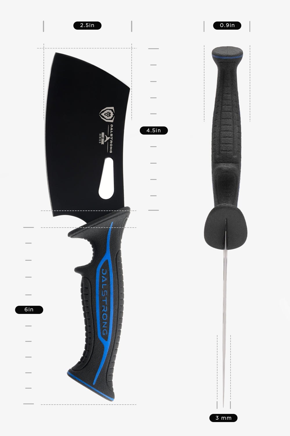 3-Piece Knife Set | Boning Knife, Hook Knife, Mini Cleaver | Night Shark Series | NSF Certified | Dalstrong ©