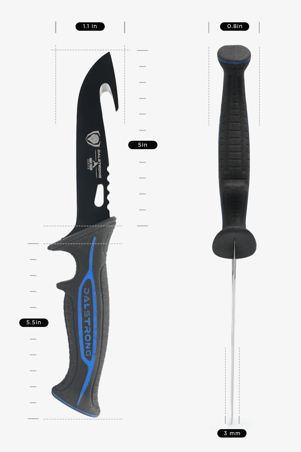 3-Piece Knife Set | Boning Knife, Hook Knife, Mini Cleaver | Night Shark Series | NSF Certified | Dalstrong ©