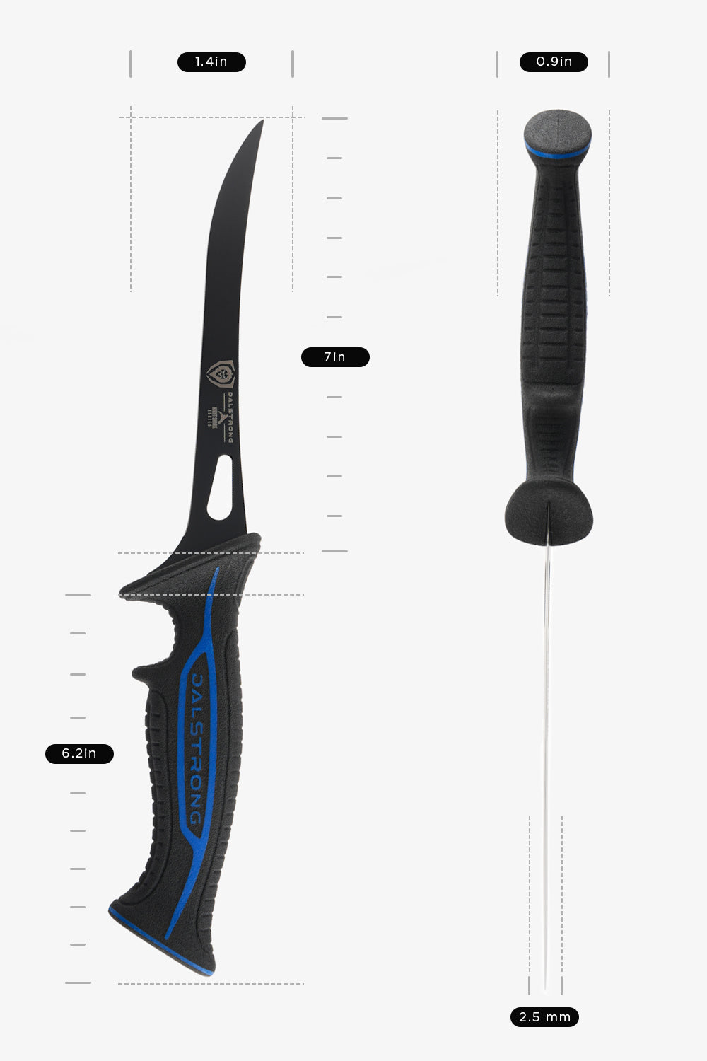 Fillet Knife 7" | Night Shark Series | Flexible Blade | NSF Certified | Dalstrong ©