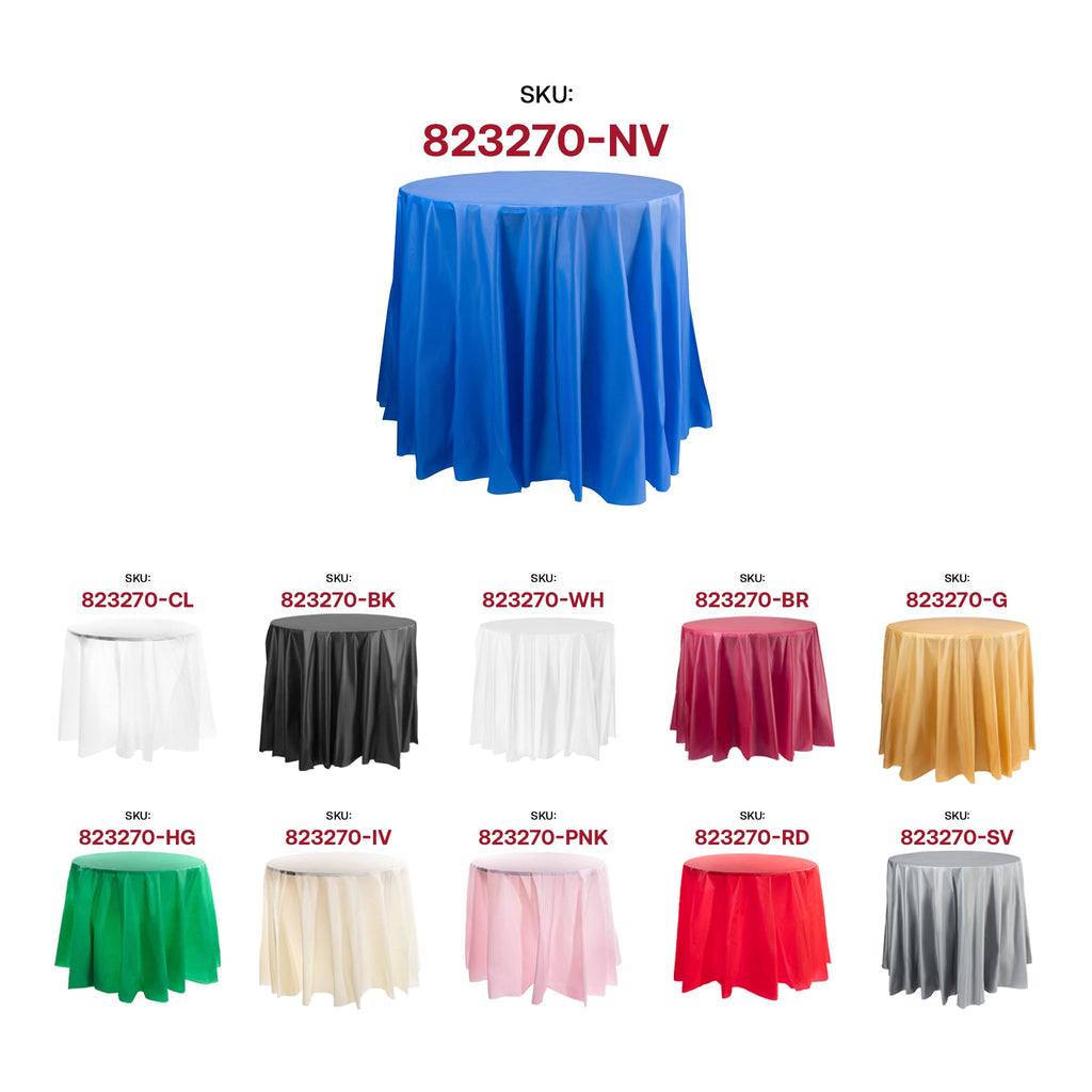 Navy Round Disposable Plastic Tablecloths (84")