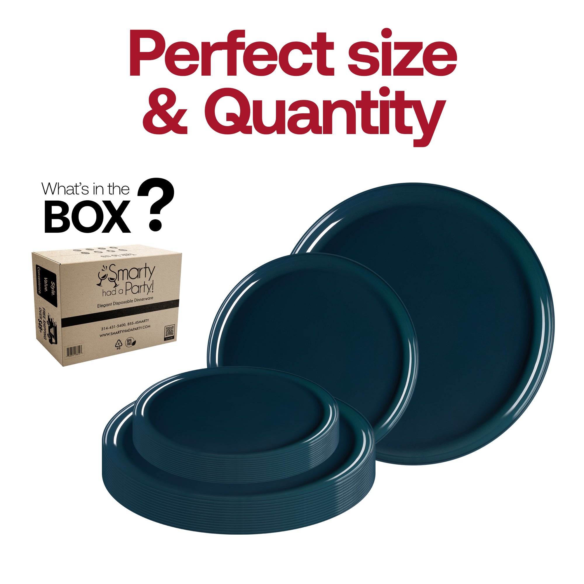 Navy Flat Round Disposable Plastic Dinnerware Value Set