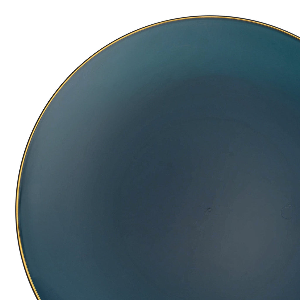 Navy with Gold Rim Organic Round Disposable Plastic Appetizer/Salad Plates (7.5")