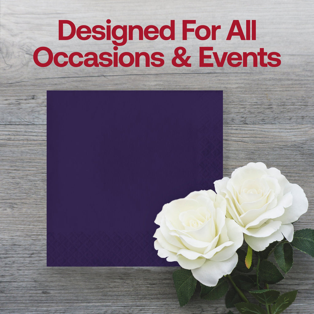 Purple Paper Beverage/Cocktail Napkins