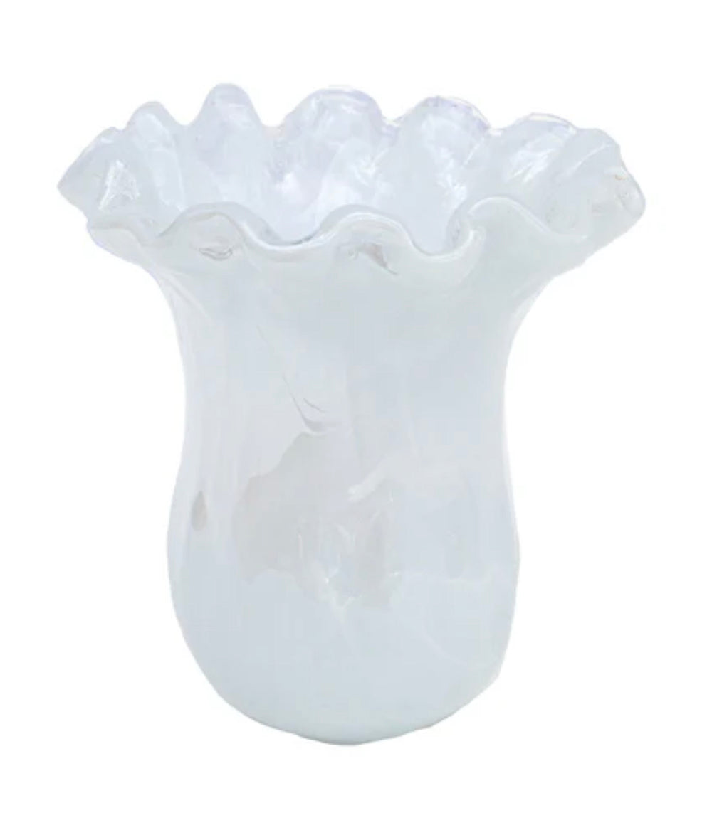 Vietri Onda Glass Tulip Vase - Small White