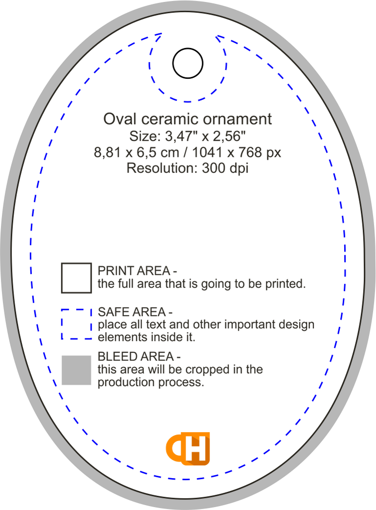 3" Oval Print on Demand Ceramic Ornament with Gift Box