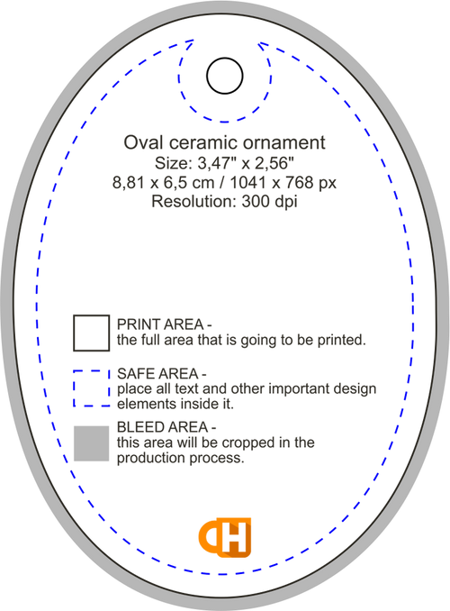 3" Oval Print on Demand Ceramic Ornament with Gift Box