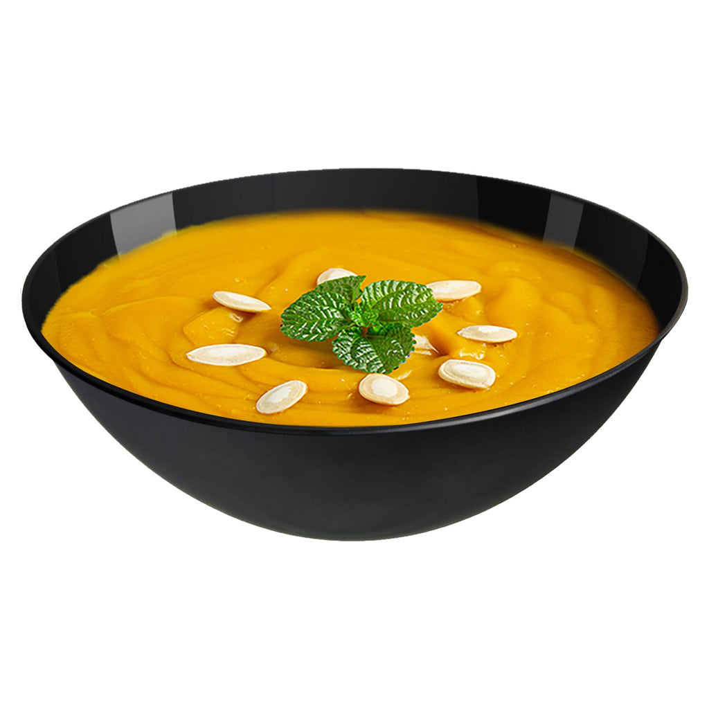 Solid Black Organic Round Disposable Plastic Bowls (32 oz.)
