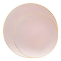 Pink with Gold Organic Round Disposable Plastic Dinnerware Value Set