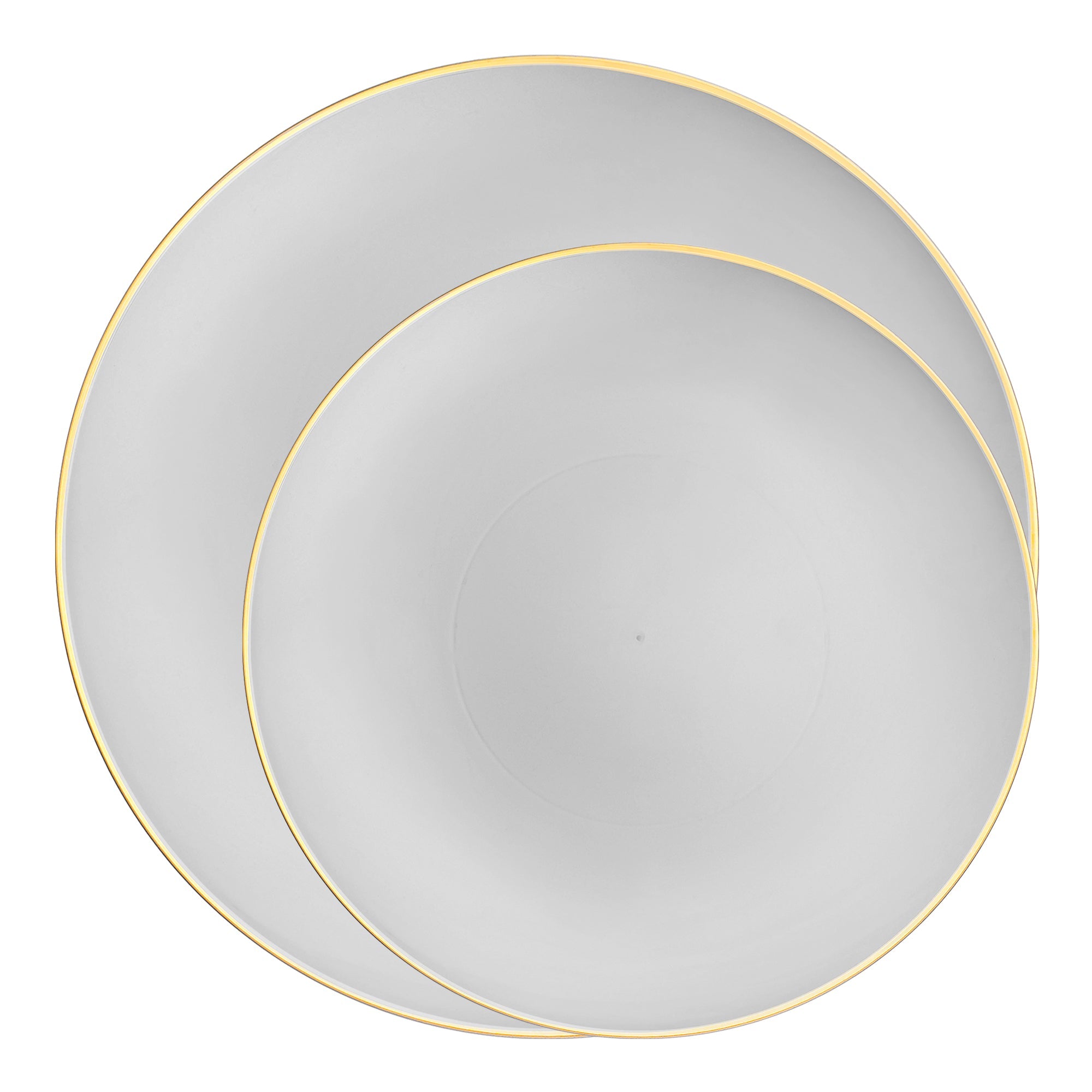 Gray with Gold Organic Round Disposable Plastic Dinnerware Value Set