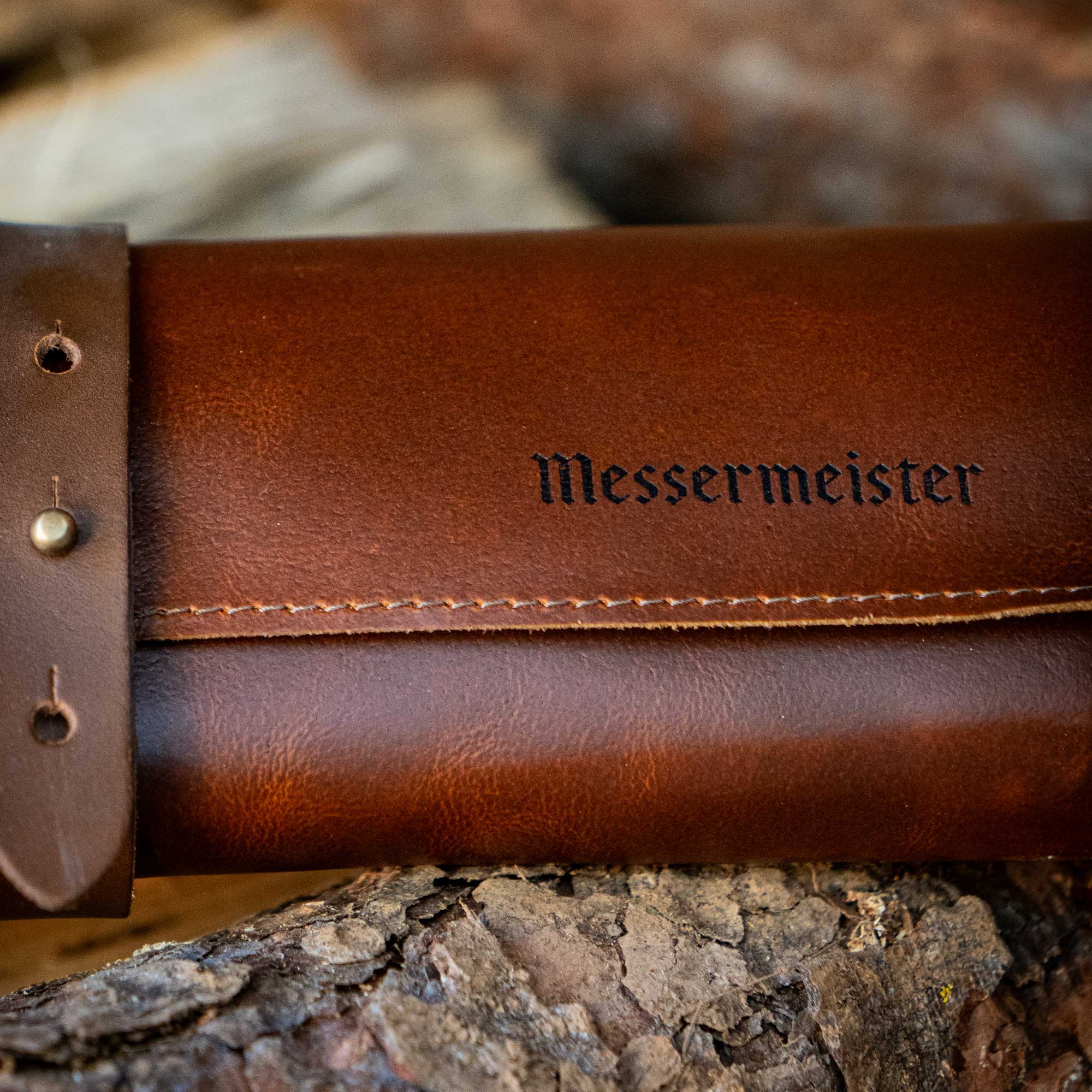 Overland Leather 5 Pocket Knife Roll With Pin Closure - Cognac Brown