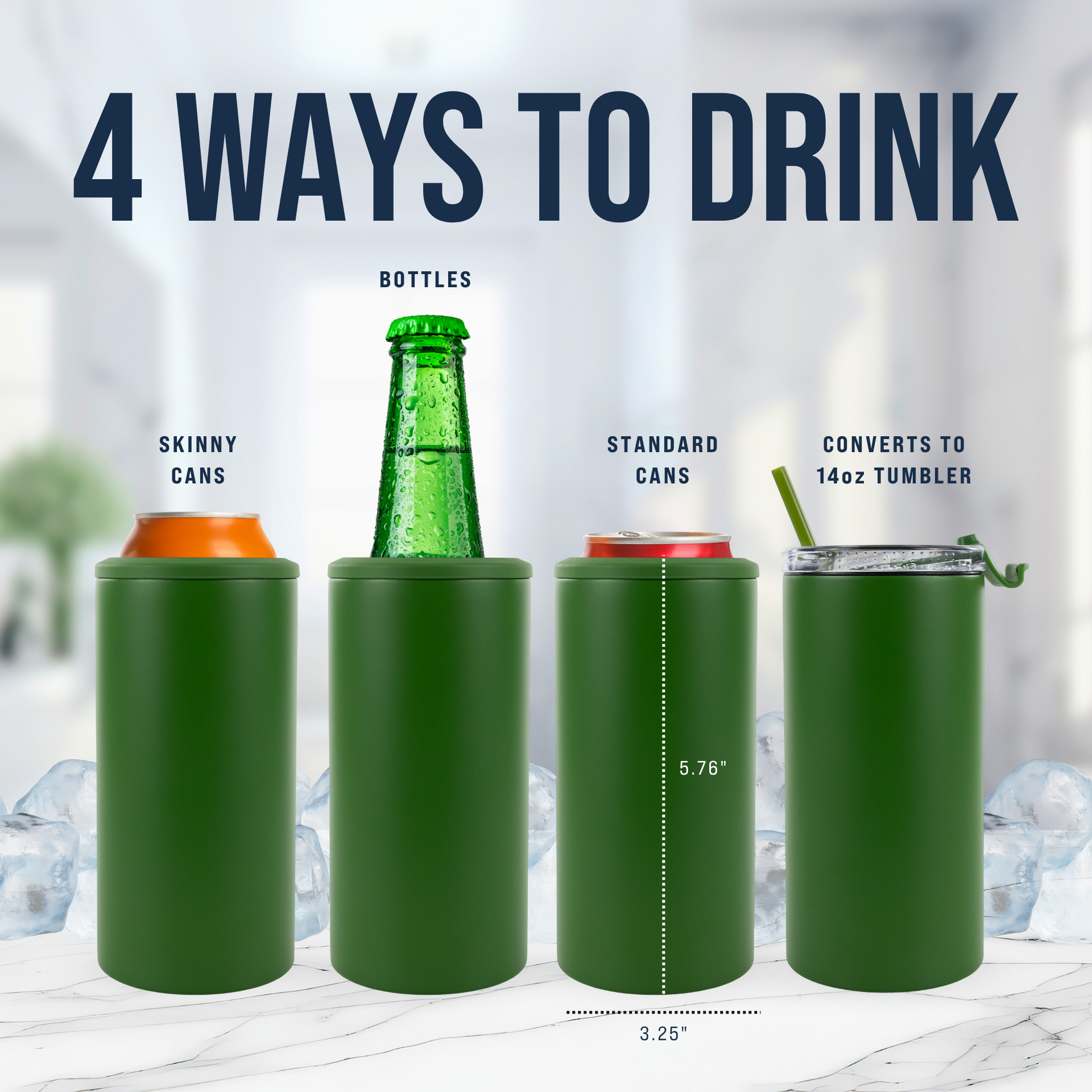4 in 1 Powder Coated Can Cooler