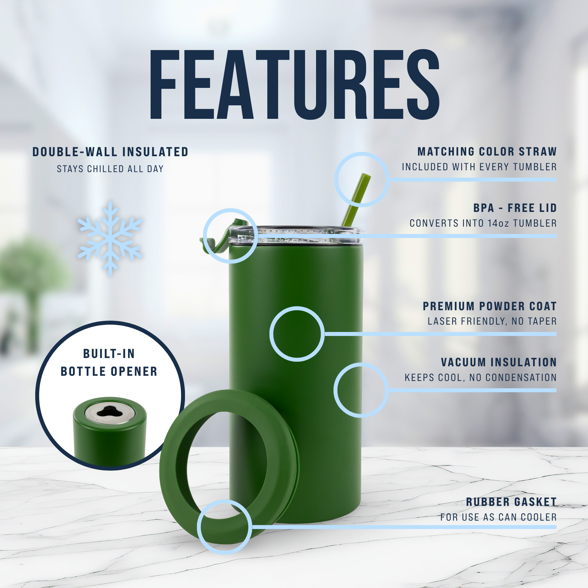 4 in 1 Powder Coated Can Cooler