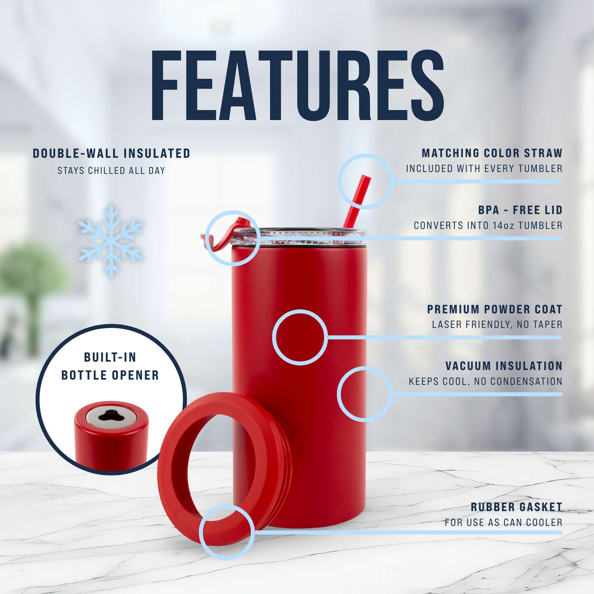 4 in 1 Powder Coated Can Cooler