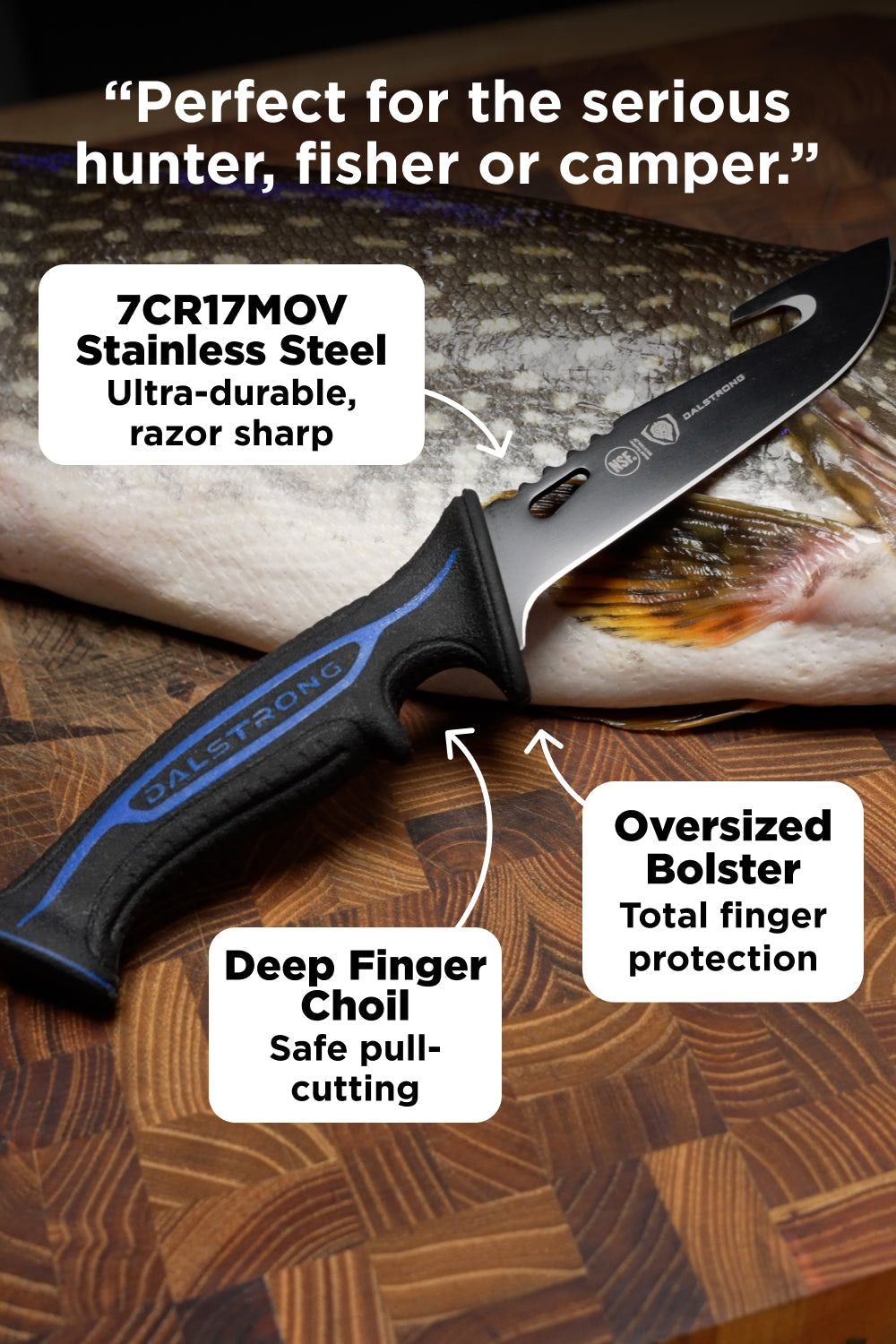 3-Piece Knife Set | Boning Knife, Hook Knife, Mini Cleaver | Night Shark Series | NSF Certified | Dalstrong ©