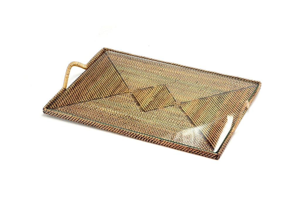 Rectangular Tray With Glass Bottom