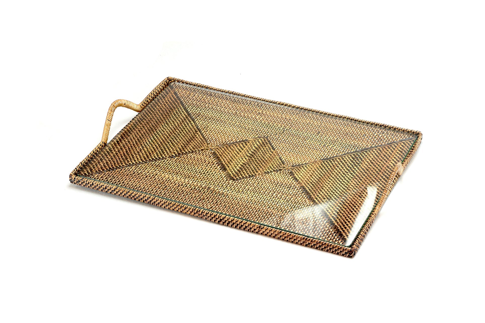 Rectangular Tray With Glass Bottom