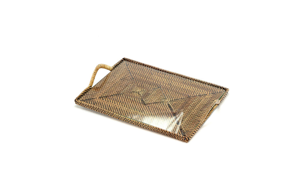 Rectangular Tray With Glass Bottom