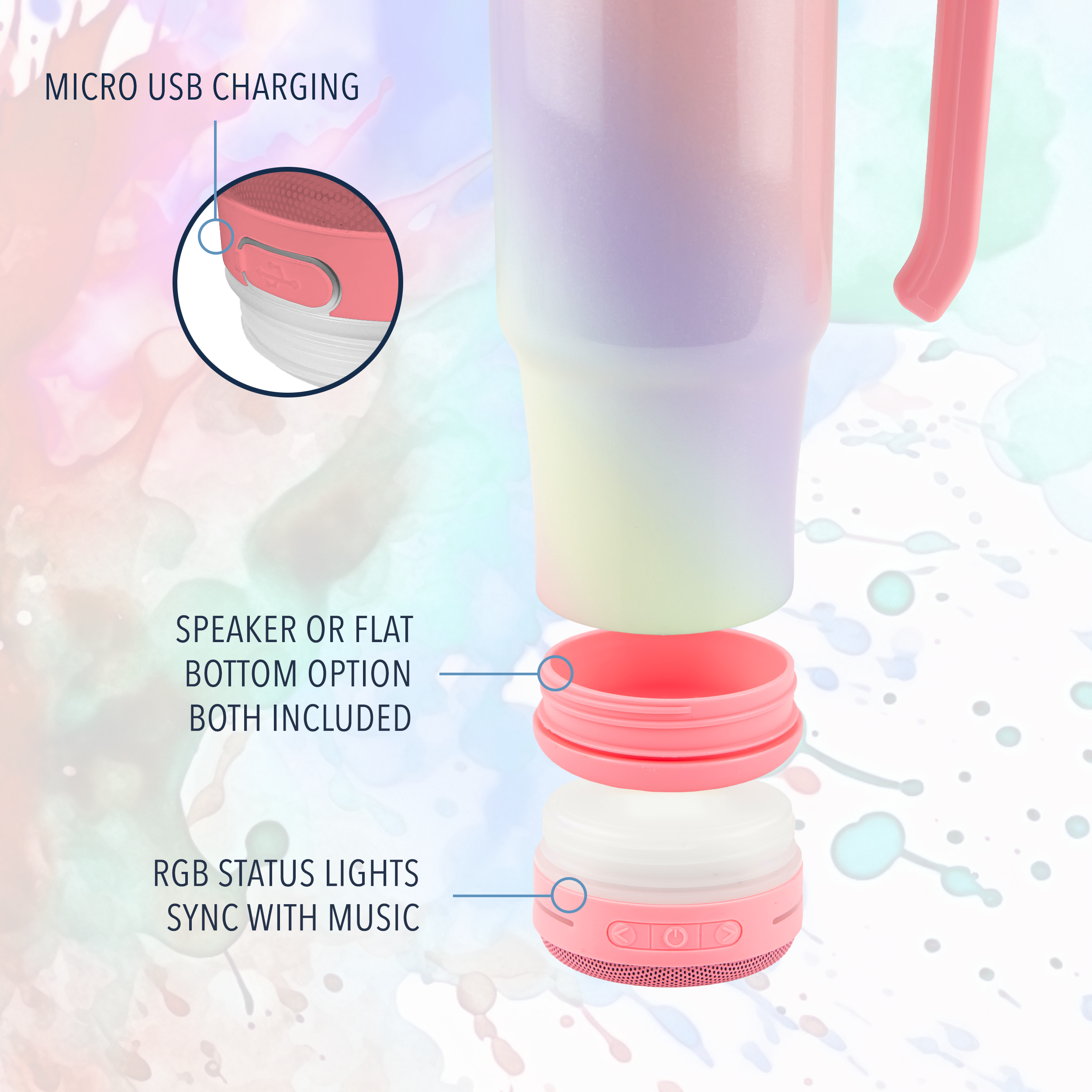 30oz Sublimatable Holographic Speaker Grippy Tumbler - Unicorn