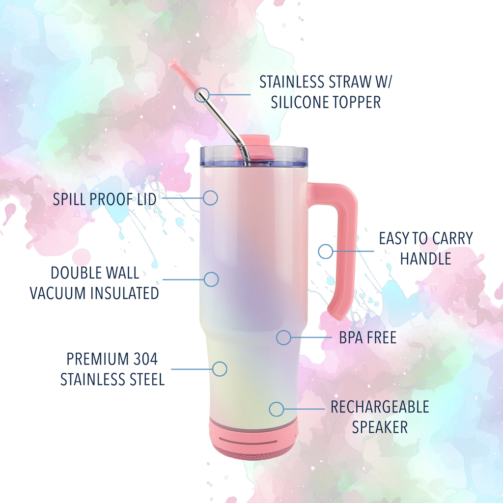 30oz Sublimatable Holographic Speaker Grippy Tumbler - Unicorn