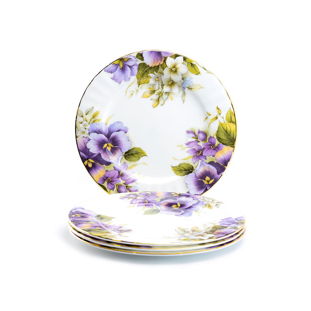 7.75" Pansy Bone China Dessert Plate