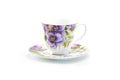 Purple Pansy Bone China Tea Cup and Saucer