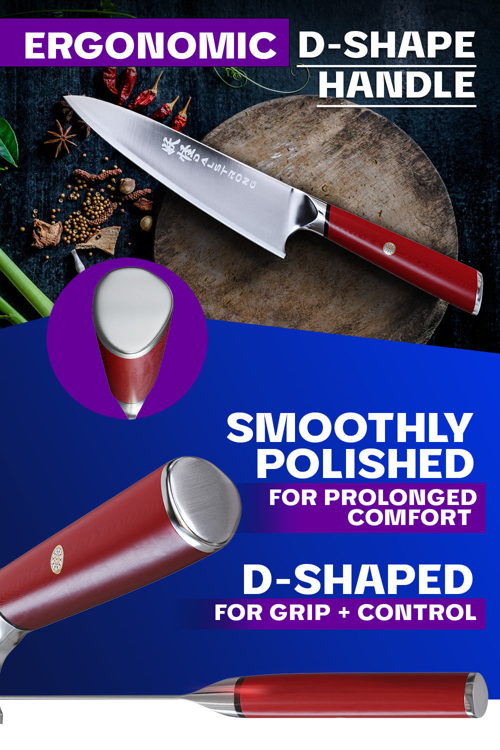Chef's Knife 8" | Red G10 Handle | Phantom Series | Dalstrong ©