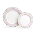 Pink Stripe with Gold Dots Fine Porcelain Dessert/Dinner Plate