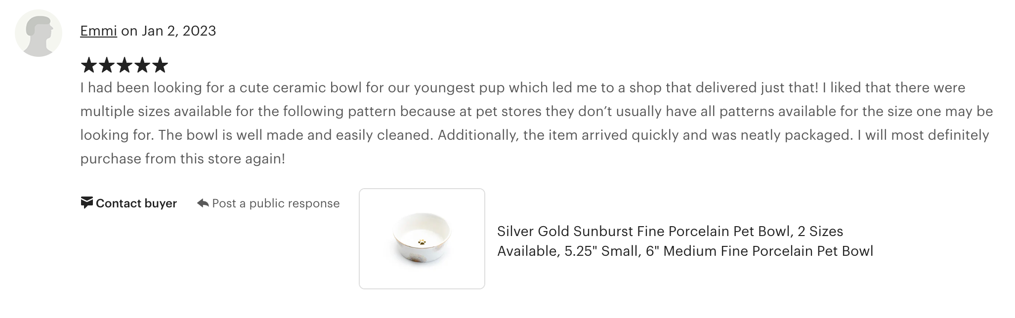 Silver Gold Sunburst Fine Porcelain Pet Bowl - 2 Sizes Available