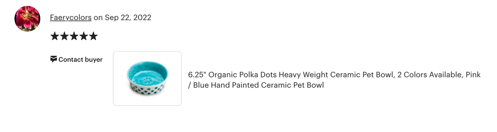 6.25" Organic Blue Dots Heavy Weight Ceramic Pet Bowl