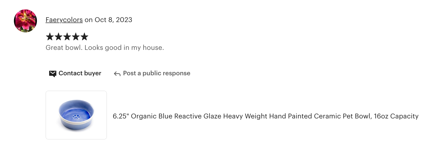 6.25" Organic Blue Reactive Glazed Heavy Weight Ceramic Pet Bowl