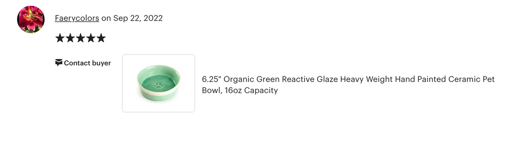 6.25" Organic Green Reactive Glazed Heavy Weight Ceramic Pet Bowl