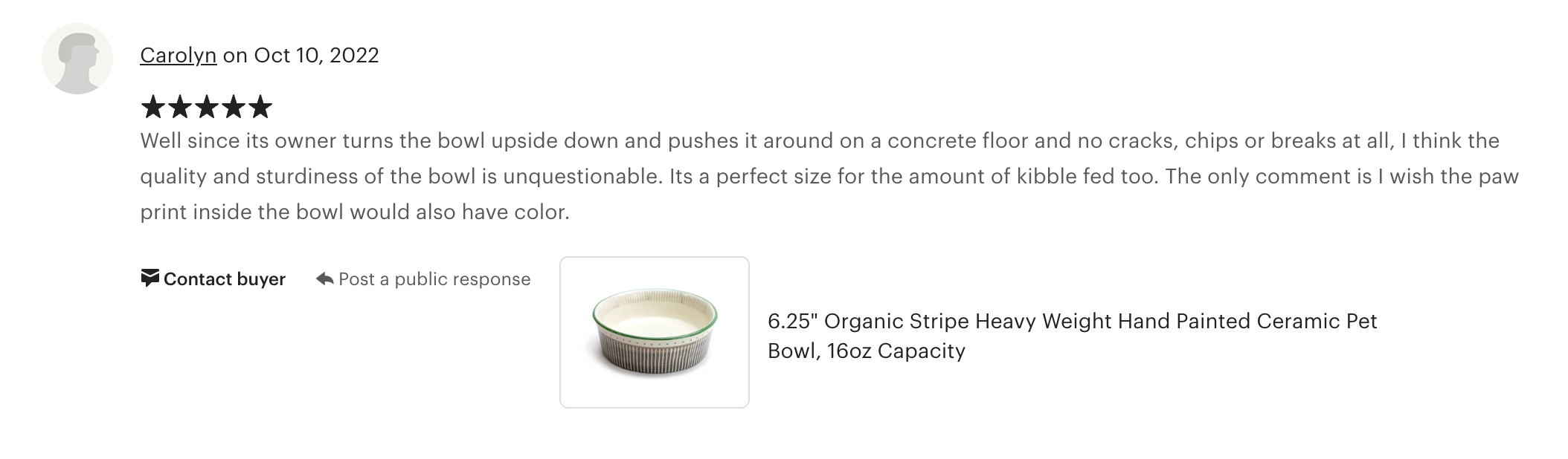 6.25" Organic Stripe Heavy Weight Ceramic Pet Bowl