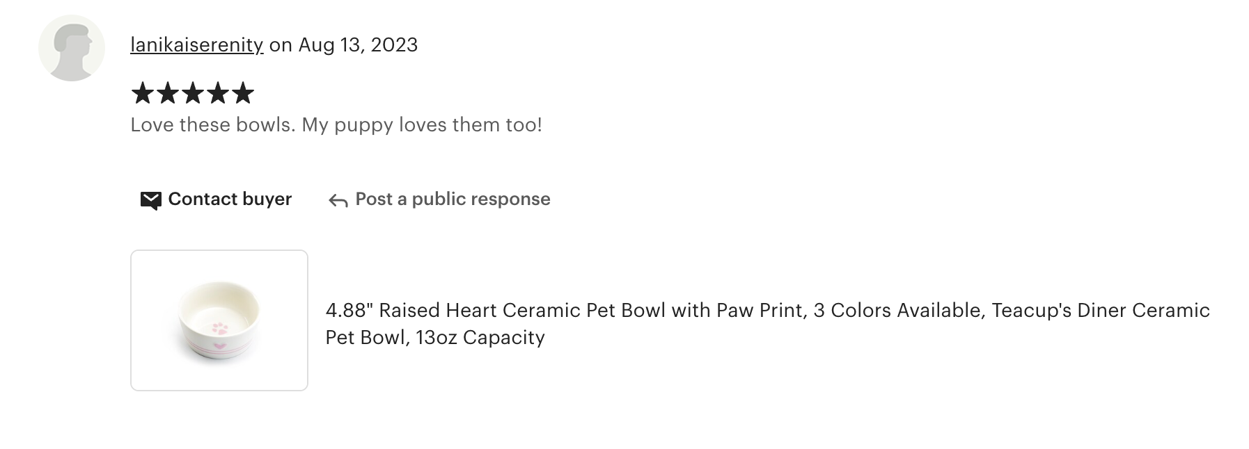 4.88" Raised Heart Ceramic Pet Bowl