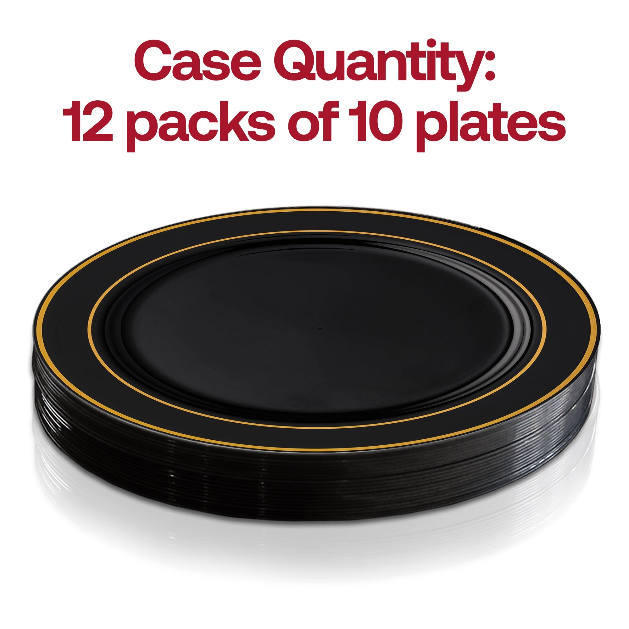 Black with Gold Edge Rim Plastic Appetizer/Salad Plates (7.5")