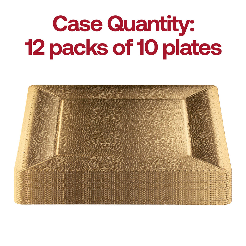 Gold Square Edge Beaded Disposable Paper Charger Plates (13")