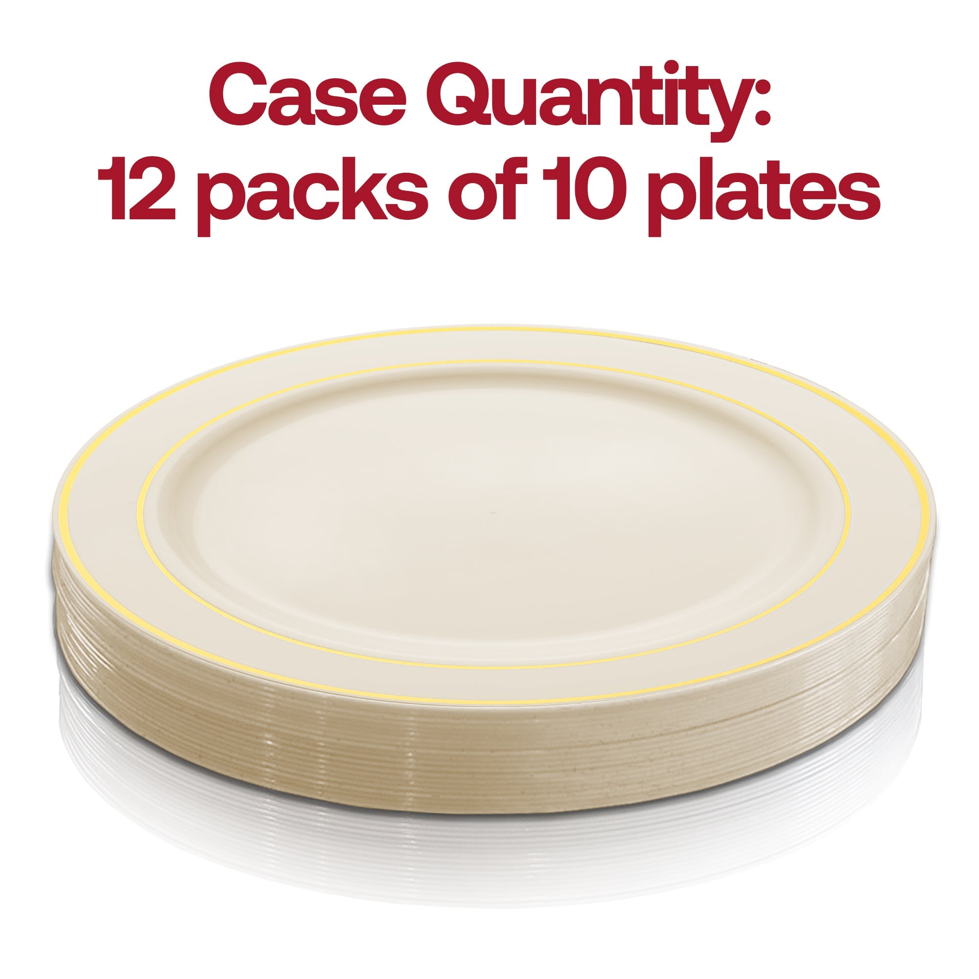 Ivory with Gold Edge Rim Plastic Appetizer/Salad Plates (7.5")