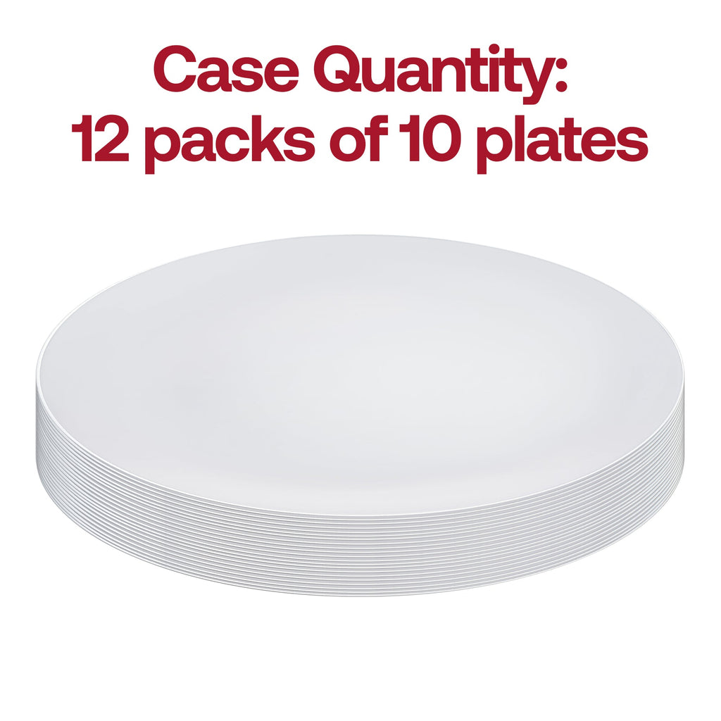White with Silver Rim Organic Round Disposable Plastic Appetizer/Salad Plates (7.5")