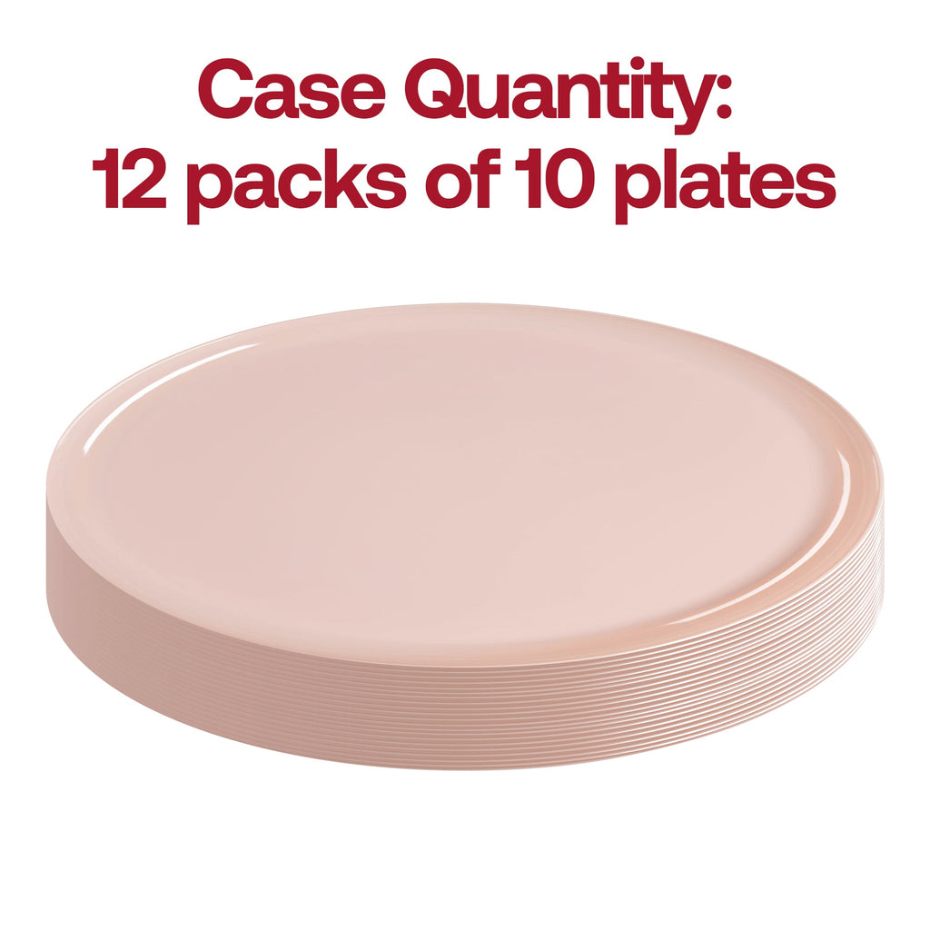 Pink Flat Round Disposable Plastic Dinner Plates (10")