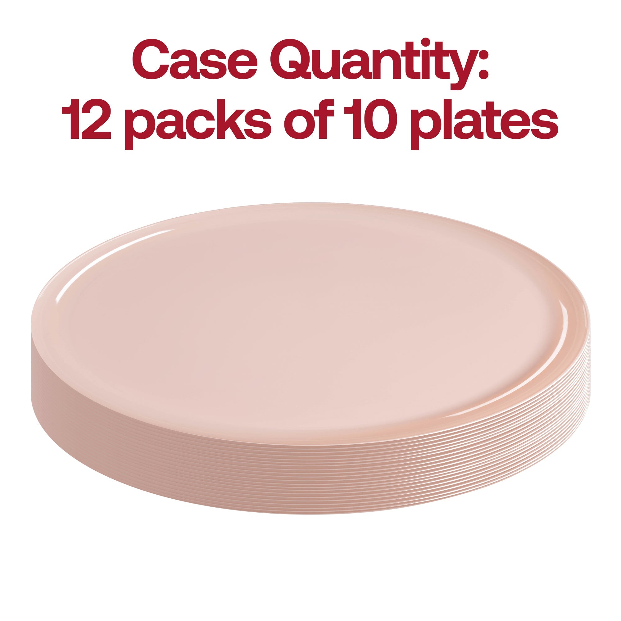 Pink Flat Round Disposable Plastic Dinner Plates (10")