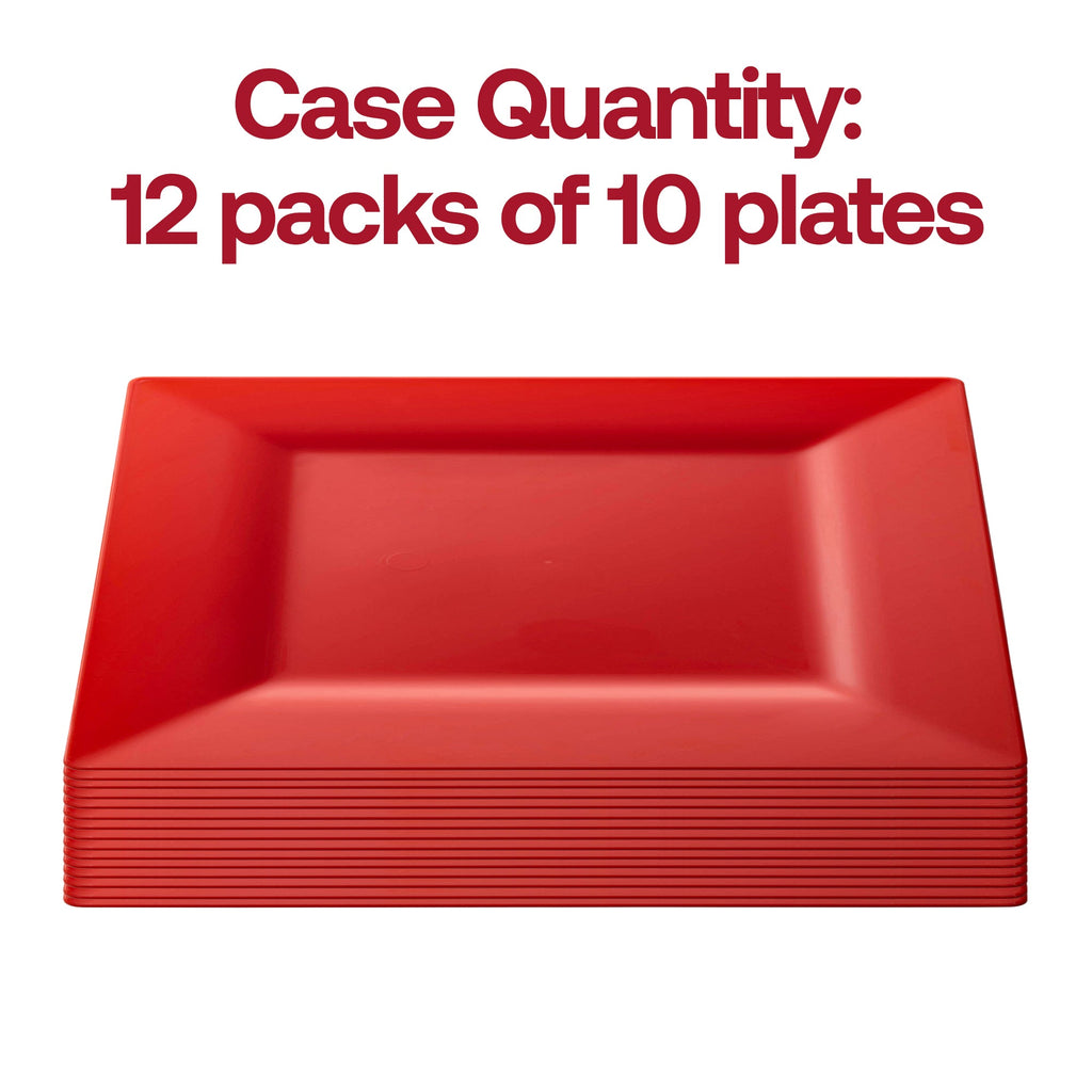 Red Square Plastic Salad Plates (6.5")