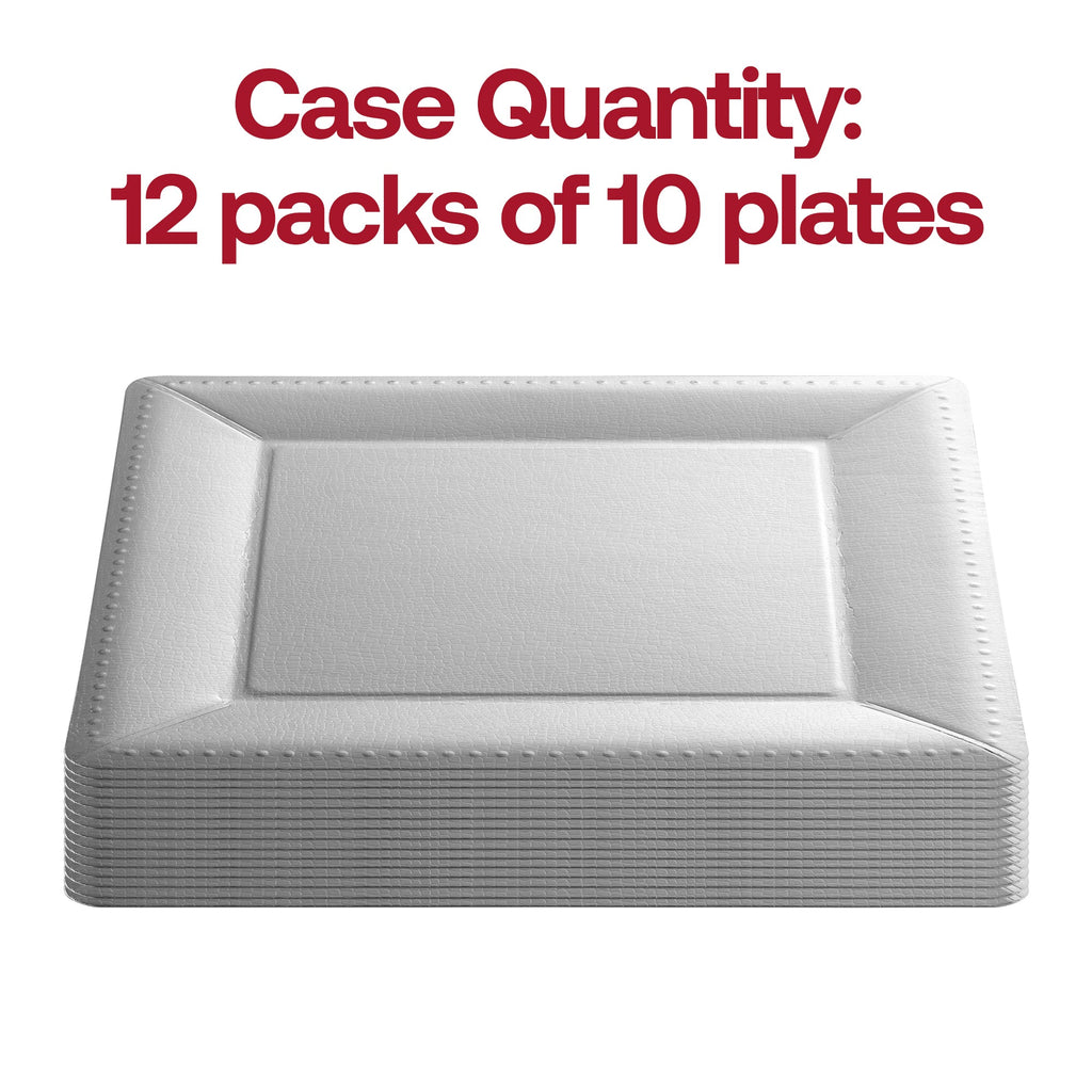 Silver Square Edge Beaded Disposable Paper Charger Plates (13")