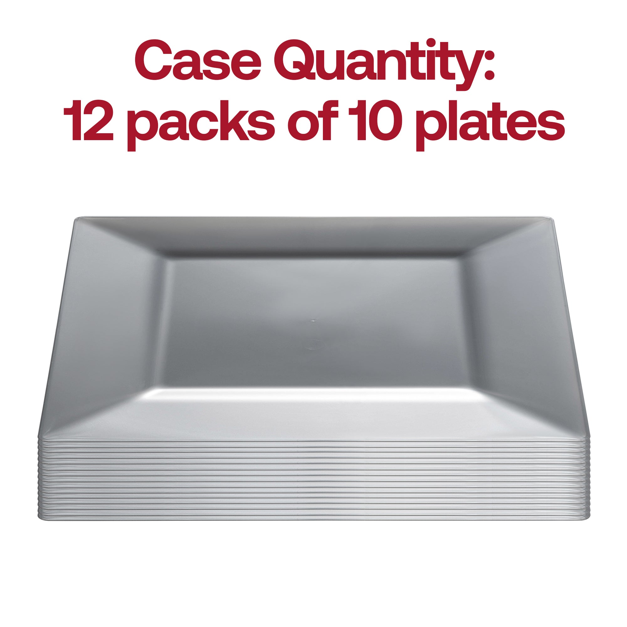 Silver Square Plastic Dinner Plates (9.5")