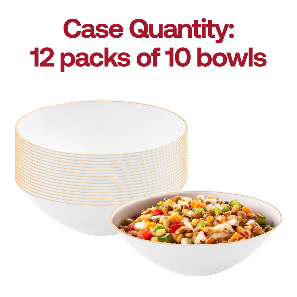 White with Gold Rim Organic Round Disposable Plastic Dessert Bowls (6 oz.)