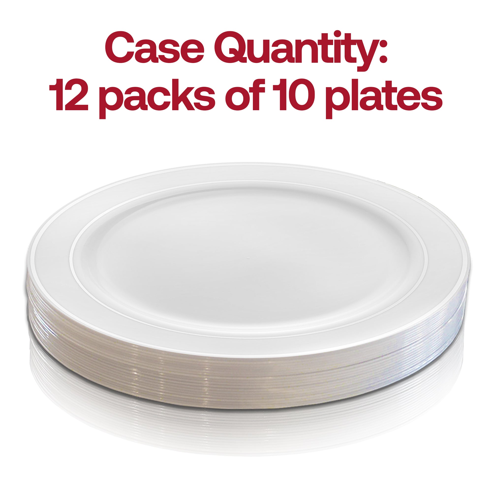 White with Silver Edge Rim Plastic Appetizer/Salad Plates (7.5")
